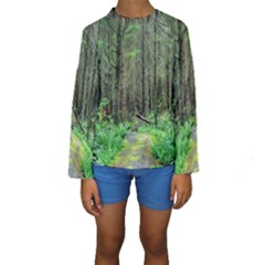 Forest Woods Nature Landscape Tree Kids  Long Sleeve Swimwear by Celenk