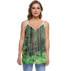 Forest Woods Nature Landscape Tree Casual Spaghetti Strap Chiffon Top by Celenk