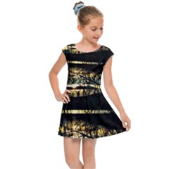 Forest Sunset Dusk Reflection Kids  Cap Sleeve Dress