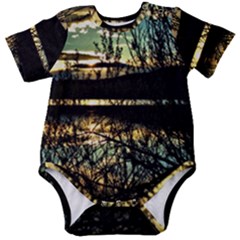 Forest Sunset Dusk Reflection Baby Short Sleeve Onesie Bodysuit by Wegoenart