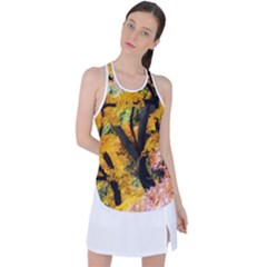 Japan Garden Color Tree Zen Racer Back Mesh Tank Top