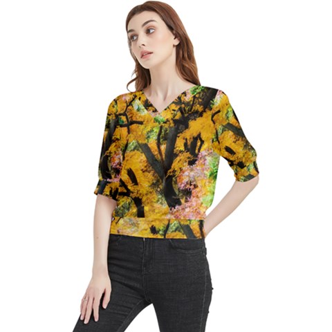 Japan Garden Color Tree Zen Quarter Sleeve Blouse by Wegoenart