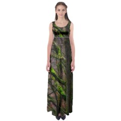 Tree Moss Forest Bark Wood Trunk Empire Waist Maxi Dress by Wegoenart