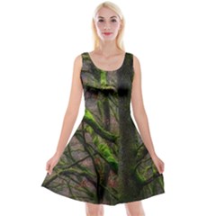 Tree Moss Forest Bark Wood Trunk Reversible Velvet Sleeveless Dress by Wegoenart