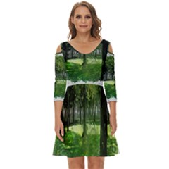 Beeches Trees Tree Lawn Forest Nature Shoulder Cut Out Zip Up Dress by Wegoenart