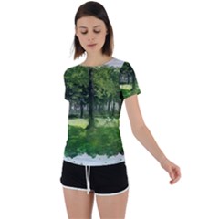 Beeches Trees Tree Lawn Forest Nature Back Circle Cutout Sports Tee by Wegoenart