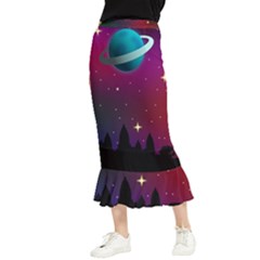 Asteroid Comet Star Space Aurora Maxi Fishtail Chiffon Skirt by Wegoenart