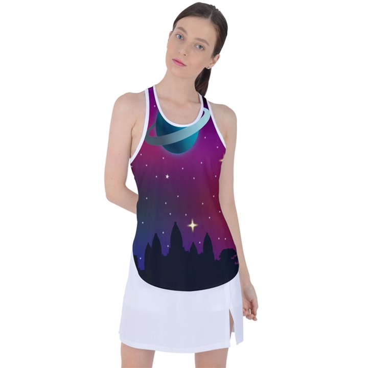 Asteroid Comet Star Space Aurora Racer Back Mesh Tank Top