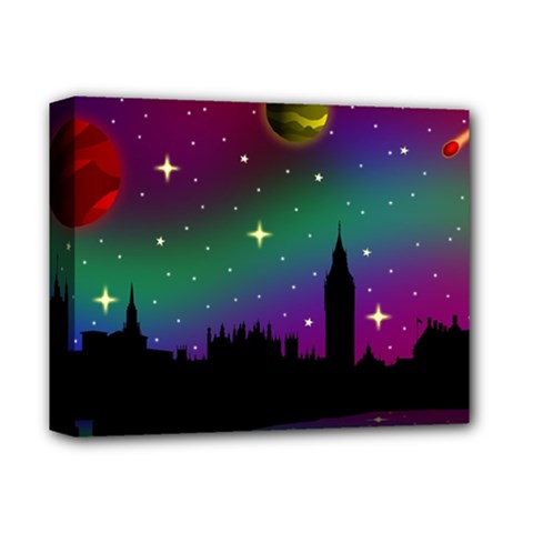 Illustration Clock Asteroid Comet Galaxy Deluxe Canvas 14  X 11  (stretched)