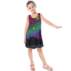 Illustration Clock Asteroid Comet Galaxy Kids  Sleeveless Dress by Wegoenart