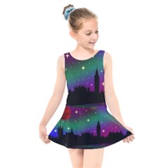 Illustration Clock Asteroid Comet Galaxy Kids  Skater Dress Swimsuit by Wegoenart