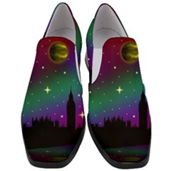 Illustration Clock Asteroid Comet Galaxy Women Slip On Heel Loafers by Wegoenart