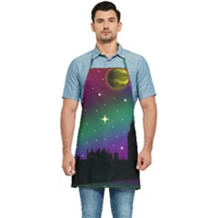 Illustration Clock Asteroid Comet Galaxy Kitchen Apron by Wegoenart