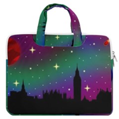 Illustration Clock Asteroid Comet Galaxy Macbook Pro 13  Double Pocket Laptop Bag by Wegoenart