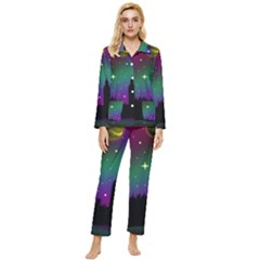 Illustration Clock Asteroid Comet Galaxy Womens  Long Sleeve Velvet Pocket Pajamas Set by Wegoenart