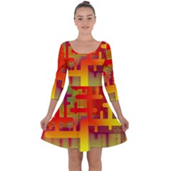 Code Binary System Quarter Sleeve Skater Dress by Wegoenart