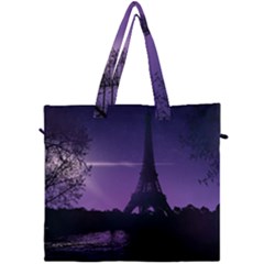 Eiffel Tower Paris-nigh Silhouette Canvas Travel Bag by Wegoenart