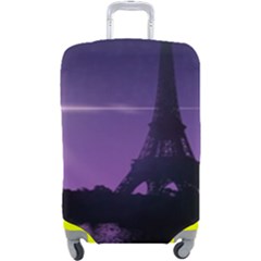 Eiffel Tower Paris-nigh Silhouette Luggage Cover (large) by Wegoenart