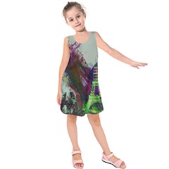 Eiffel Tower Paris France Europe Kids  Sleeveless Dress by Wegoenart