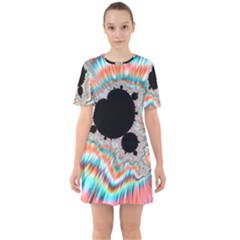 Fractal Abstract Background Sixties Short Sleeve Mini Dress by Wegoenart