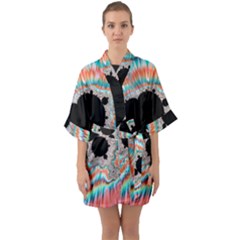 Fractal Abstract Background Half Sleeve Satin Kimono  by Wegoenart