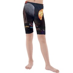 Eye Of Sauron Space Mushroom Moon Kids  Mid Length Swim Shorts by Wegoenart