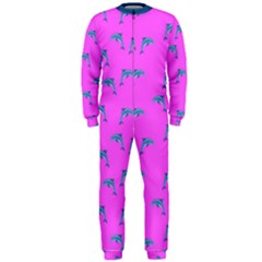 Pink And Blue, Cute Dolphins Pattern, Animals Theme Onepiece Jumpsuit (men) by Casemiro