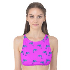 Pink And Blue, Cute Dolphins Pattern, Animals Theme Tank Bikini Top by Casemiro