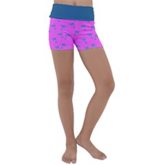 Pink And Blue, Cute Dolphins Pattern, Animals Theme Kids  Lightweight Velour Yoga Shorts by Casemiro