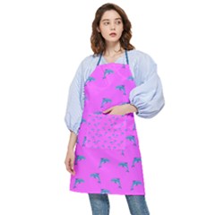 Pink And Blue, Cute Dolphins Pattern, Animals Theme Pocket Apron by Casemiro