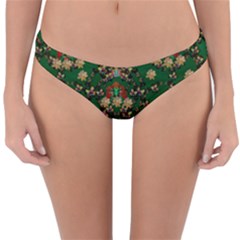 Ganesh Elephant Art With Waterlilies Reversible Hipster Bikini Bottoms by pepitasart