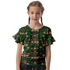 Ganesh Elephant Art With Waterlilies Kids  Cut Out Flutter Sleeves by pepitasart