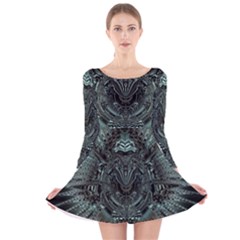 Abstract Art Fractal Artwork Long Sleeve Velvet Skater Dress