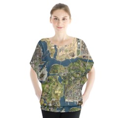 Map Illustration Grand Theft Auto Batwing Chiffon Blouse