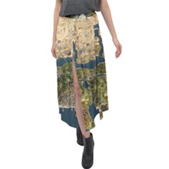 Map Illustration Grand Theft Auto Velour Split Maxi Skirt