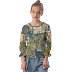 Map Illustration Grand Theft Auto Kids  Cuff Sleeve Top