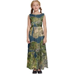 Map Illustration Grand Theft Auto Kids  Satin Sleeveless Maxi Dress