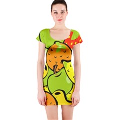 Fruit Food Wallpaper Short Sleeve Bodycon Dress