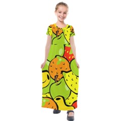 Fruit Food Wallpaper Kids  Short Sleeve Maxi Dress