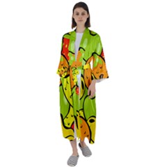 Fruit Food Wallpaper Maxi Satin Kimono