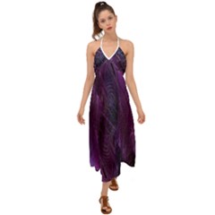 Feather Pattern Texture Form Halter Tie Back Dress  by Wegoenart