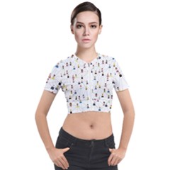 Social-media Short Sleeve Cropped Jacket by nateshop