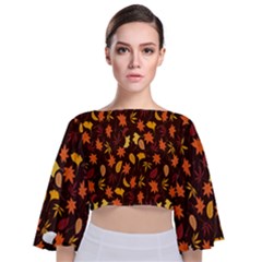 Thanksgiving Tie Back Butterfly Sleeve Chiffon Top by nateshop