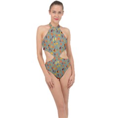 Thanksgiving-001 Halter Side Cut Swimsuit by nateshop