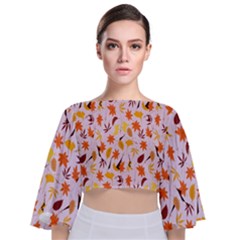 Thanksgiving-004 Tie Back Butterfly Sleeve Chiffon Top by nateshop