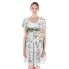 Calendar Short Sleeve V-neck Flare Dress by nateshop