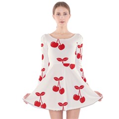 Cherries Long Sleeve Velvet Skater Dress by nateshop