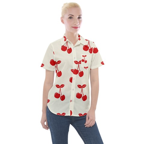 Cherries Women s Short Sleeve Pocket Shirt by nateshop