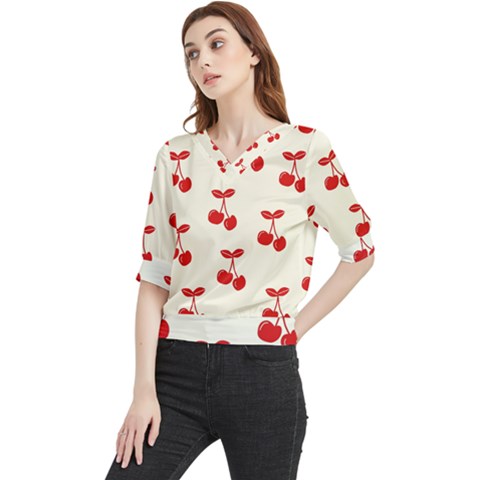 Cherries Quarter Sleeve Blouse by nateshop