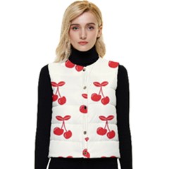 Cherries Women s Short Button Up Puffer Vest by nateshop